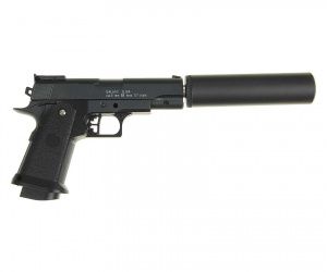 Пистолет софтэйр Galaxy G.10A пружинный (Colt 1911 PD, с глушителем), калибр 6мм