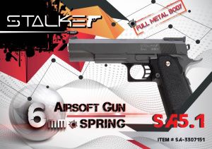Пистолет пневматический Stalker SA5.1 Spring (аналог Hi-Capa 5.1), калибр 6мм. (металлический корпус) магазин 16 шариков