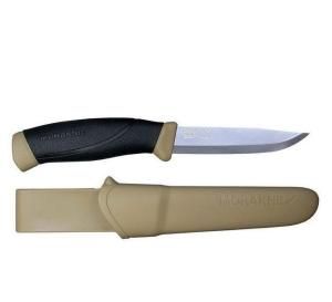 Нож Morakniv Companion, универсальный/туристический, нержавеющая сталь, рукоять-TPE, ножны-пластик, клинок 104мм, обух 2,5мм, вес 117г, песочный