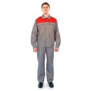 Костюм БлокПОСТ "Профессионал-2" (куртка+полукомбинезон), (серый+красный)