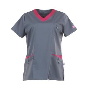 Блузон хирургический женский 3-03 (короткий рукав) (серый/розовый, ткань ADVA)